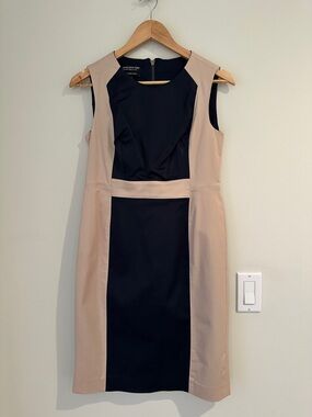 Jones New York Petite Stretch Navy and Camel Dress.